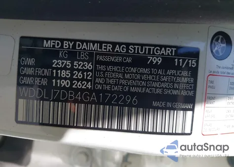 2016 Mercedes-Benz Cls 550 z USA, uszkodzony, nr VIN WDDLJ7DB4GA172296